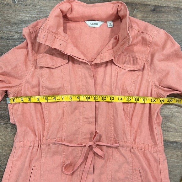 LL Bean Linen Utility Jacket Pink/Salmon Size Med Regular. Packable hood - Picture 6 of 16